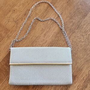 Vintage Whiting& Davis ivory chain mail clutch evening bag.